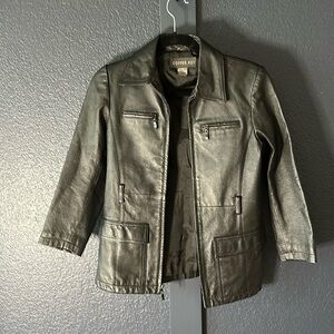 Leather Jacket, black size Small copper key